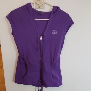 Armani Exchange purple short sleeve hoodie